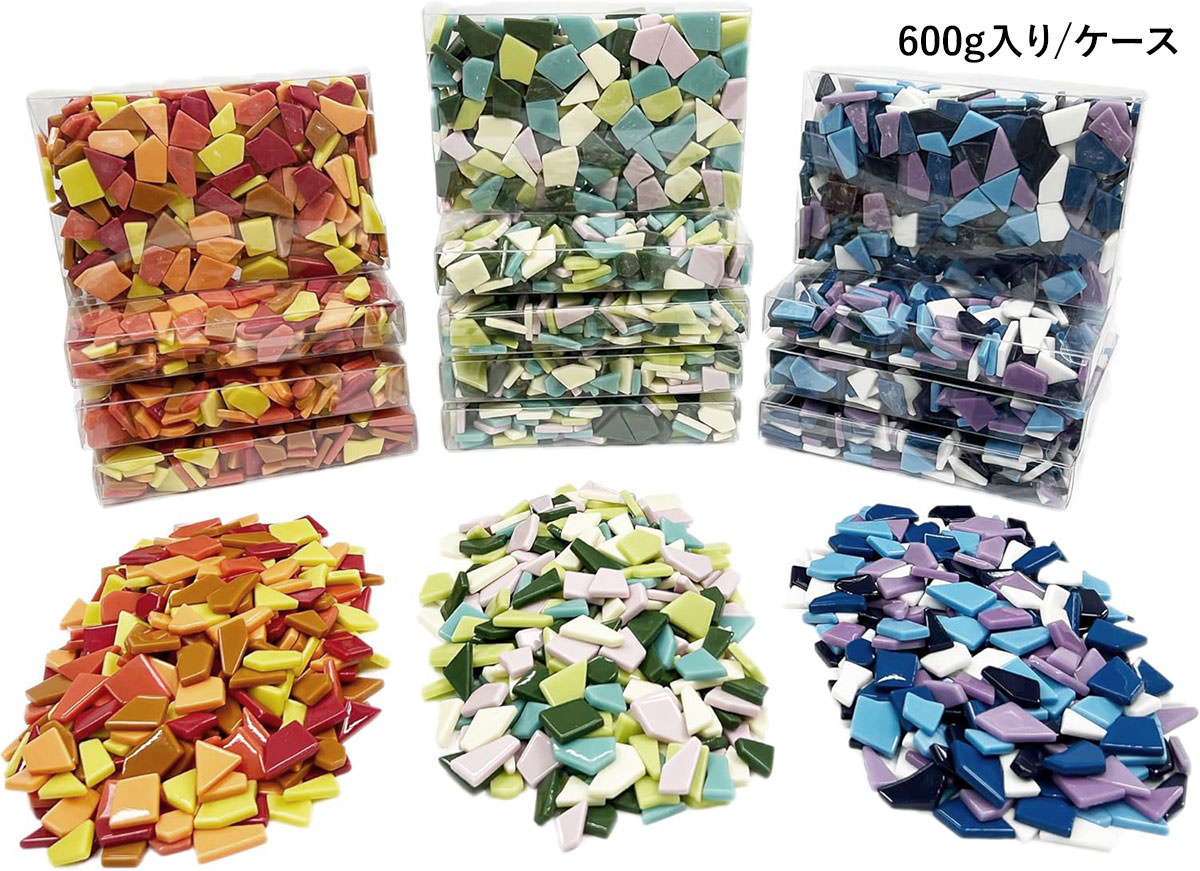 タイルクラフト用 ガラスモザイク(バラ) ランダムシェープ プレーン