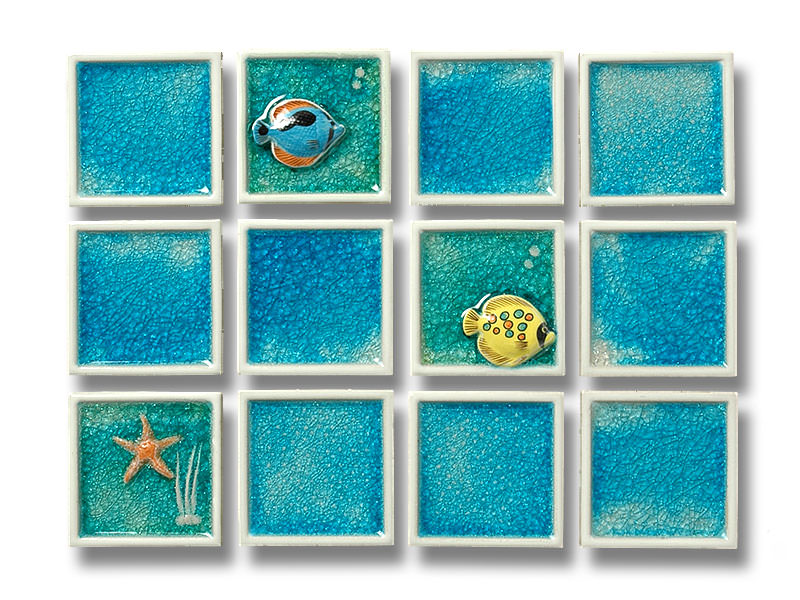 内装タイル アロハ 100角アクセント 魚ブルー 76974HMS | タイル