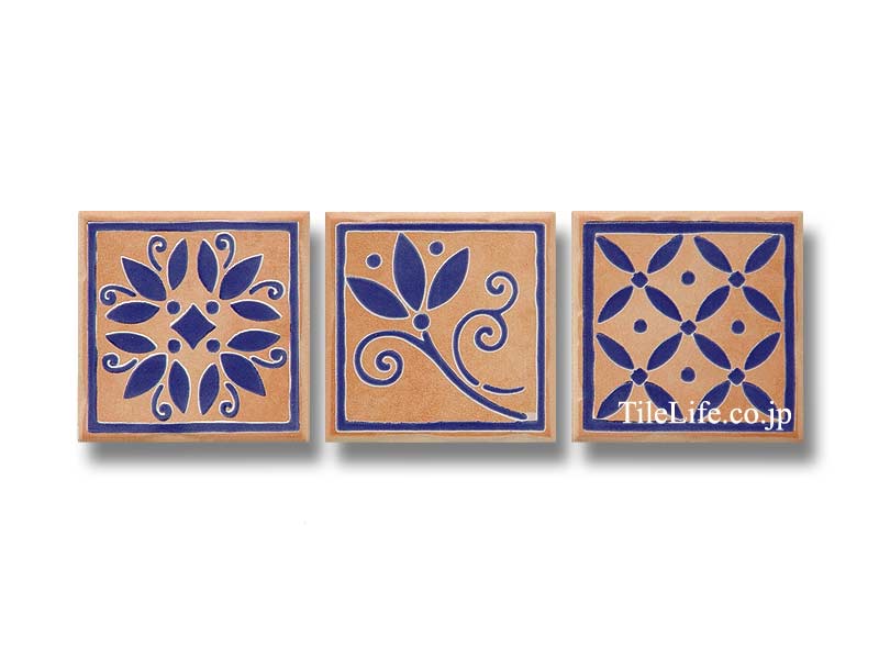 イタリア製100角♪テラコッタタイル調&優美なポイント柄 | タイル