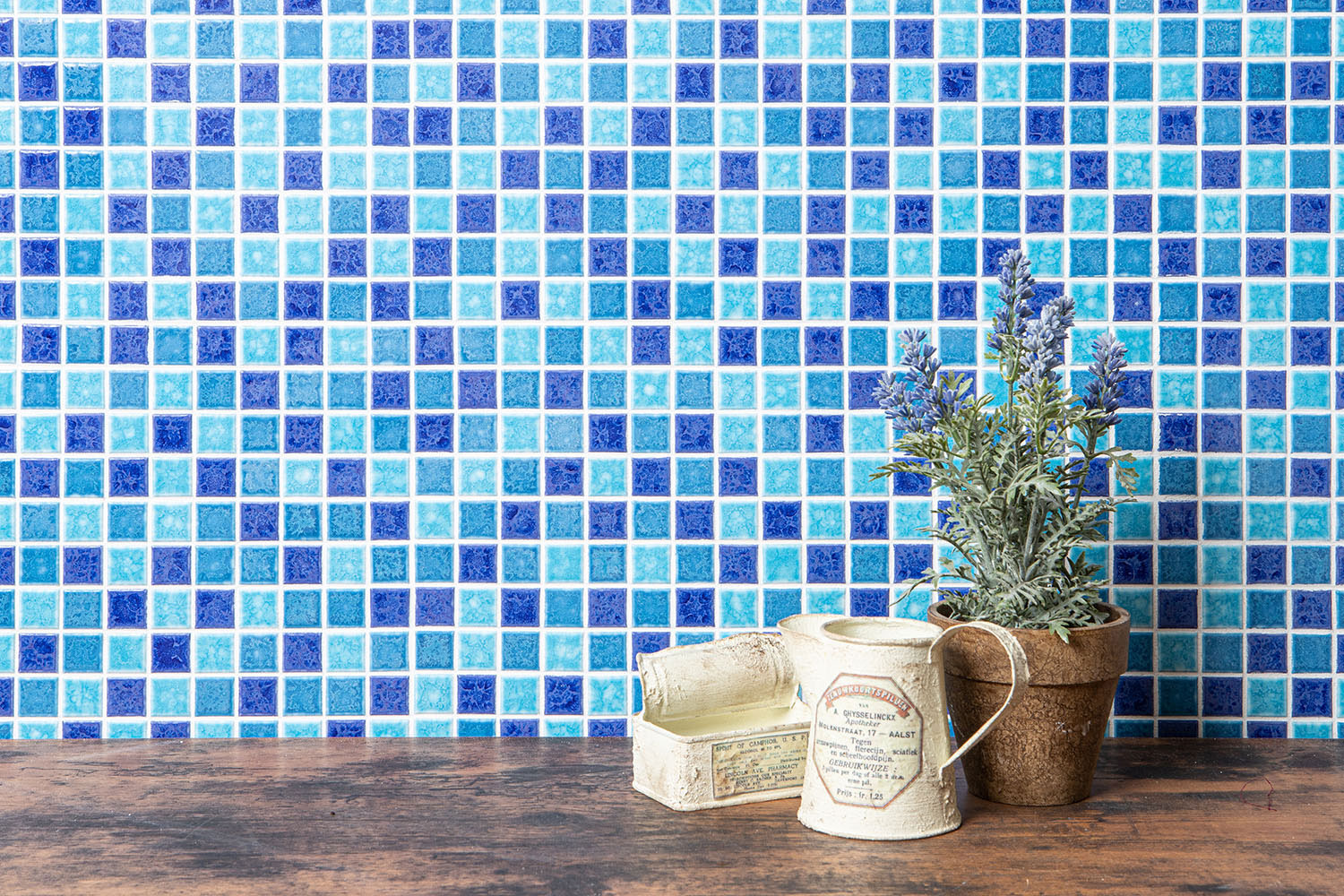 モザイクタイル エンジョイモザイクタイル 22.5mm角 色:ブルーミックス