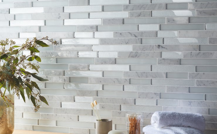 リクシル(INAX) ガラス&大理石ミックスモザイク マルモガラス 異形状平