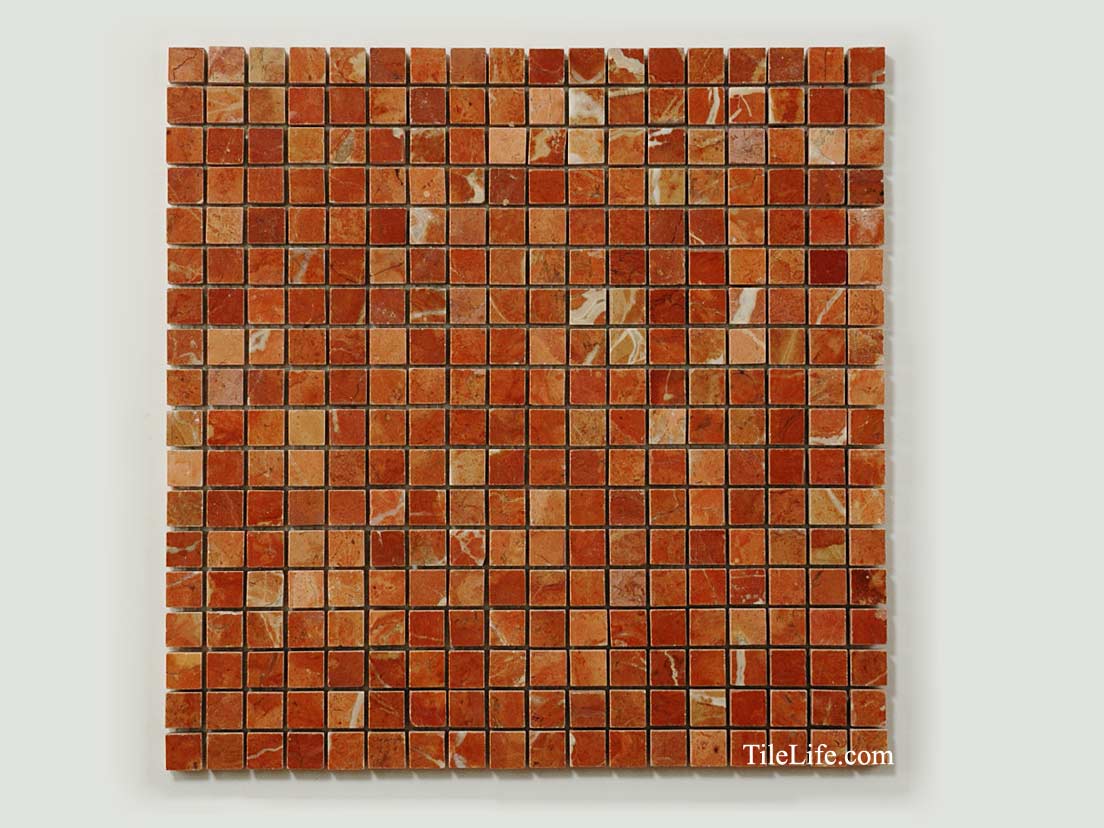 ロッソアリカンテ 磨き 大理石モザイク zkt タイルライフ アウトレットタイル販売 通販 サイト