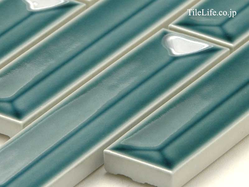 タイルモザイクのチーター モザイクタイル ボーダータイル 145×30mm ブルー系 (￥750/シート以下