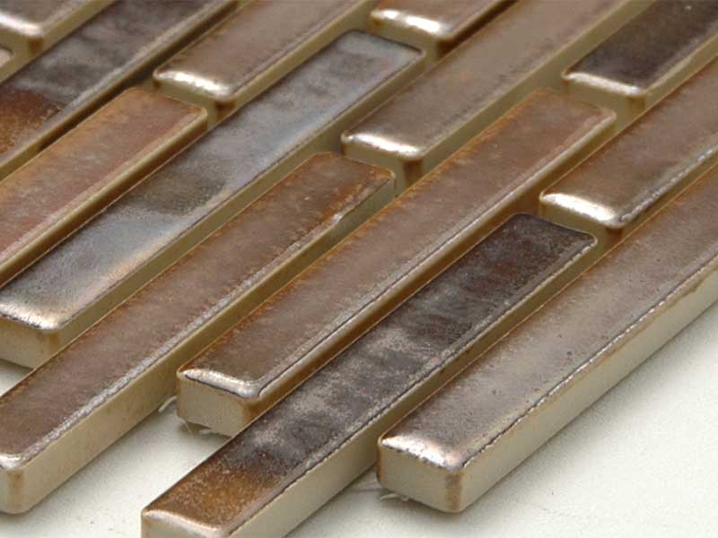 レトロ調モザイクタイル 78×13角ボーダー 変則レンガ目地 ブラウン系