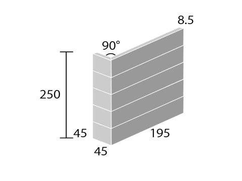 役物タイル ロマーニア (195+45)×45 90°曲(接着) 表面紙貼り 300