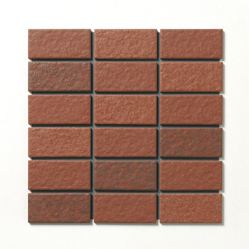 外装モザイクタイル 95×45mm角 (45二丁) スダレ張り 表面紙貼り 赤茶系