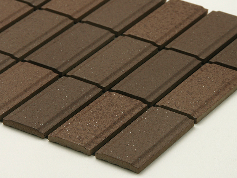外装モザイクタイル 50mm二丁(45二丁)平 山型面状 表面紙張り ダーク