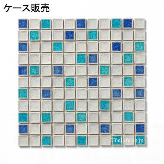 モザイクタイル:モザイクタイル 25角平 ブルーホワイトアイス ケース販売(26495MCN)