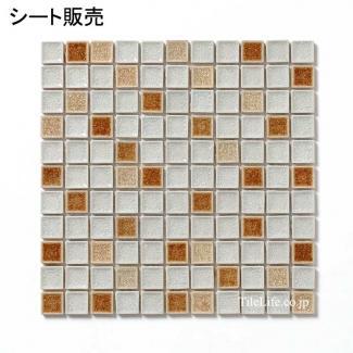 シート販売 モザイクタイル 25角平 ブラウンホワイトアイス (¥1000/シート以下) 26500MCN:シート販売 モザイクタイル 25角平 ブラウンホワイトアイス (¥1000/シート以下)(26500MCN)