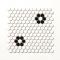 モザイクタイル ヘキサゴン(六角形) パターン 白ベースに黒の花 裏ネット貼り (50511SMM)