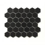 モザイクタイル 六角形 表面紙貼り マットブラック系(900F) (52352RUS)