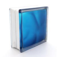 ガラスブロック ミスティ インカラーシリーズ(インテリア専用) 190mm角×80mm厚 ブルー ケース販売 (55571JNO)