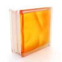 ガラスブロック ミスティ インカラーシリーズ(インテリア専用) 190mm角×80mm厚 オレンジ ケース販売 (55572JNO)